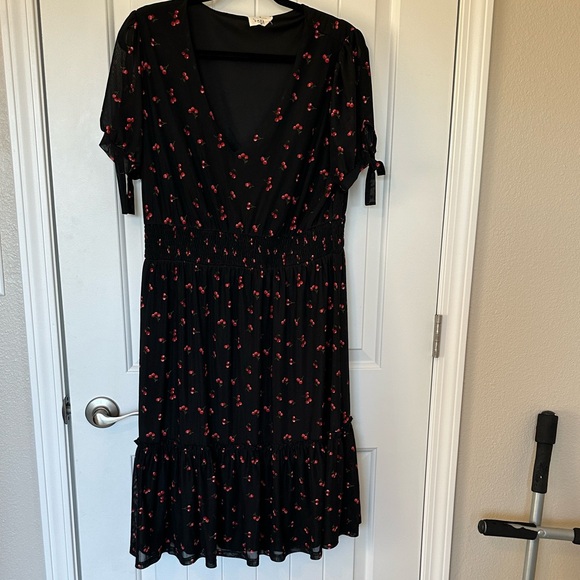 Cherry Print Black swing Dress date night valentines - Picture 2 of 7